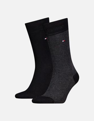 Tommy Hilfiger Mens 2-Pack Birdeye Pattern Socks, Black - Black/Black - Size: 9/9.5/10/10.5/11/11.5/12