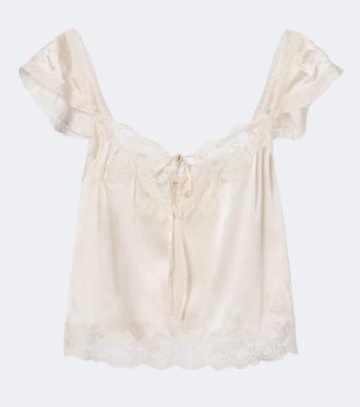 D&ocirc;en D&ocirc;en Rosalee lace-trimmed silk satin top