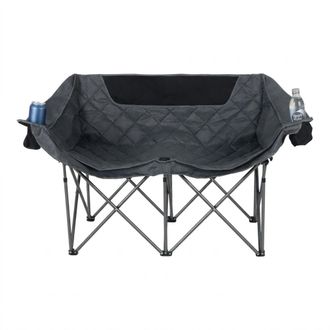 Relaxdays Silla Doble De Camping Relaxdays, 2 Personas, Plegable, Portavasos, Bolsa De Transporte, Hbt: 84 X 146 X 54 Cm, Gris