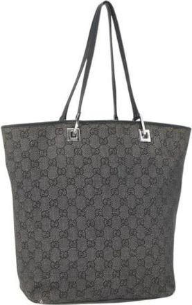 Gucci Pre-owned Tote Bags, female, Black, Size: ONE SIZE Pre-owned Canvas Tote Bag