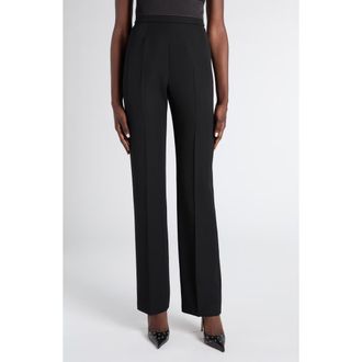 Alexander McQueen High Waist Wool Straight Leg Tux Pants in Black at Nordstrom, Size 10 Us