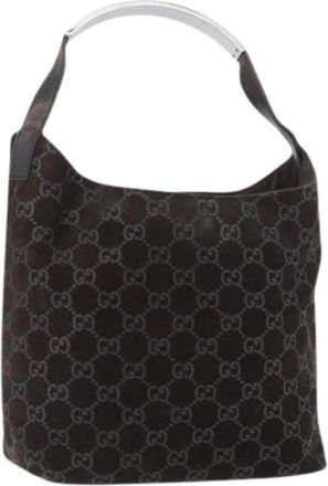 Gucci Pre-owned Shoulder Bags, female, Brown, Size: ONE SIZE Pre-owned Vintage GG Canvas Shoulder Bag