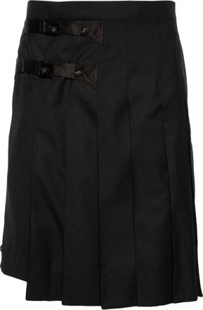 Thom Browne pleated knee-length wool skorts - men - Wool/Cupro/Silk - 1 - Black