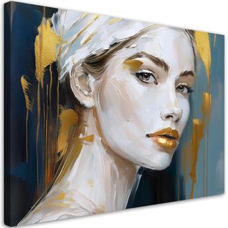 Artgeist Artgeist - Quadro su tela, Ritratto di donna glamour dorato - 120x80