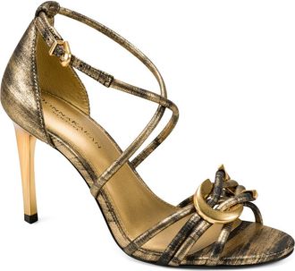 DKNY Sarah Ankle Strap Sandal in Blk/gold at Nordstrom, Size 6.5