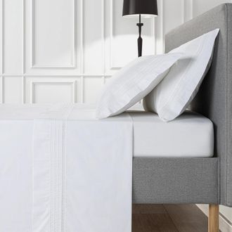 Casa da Laura S&aacute;banas 100% algod&oacute;n 850 hilos bordado blanco cama 150/160 2 almohad