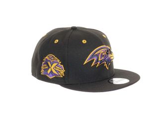 New Era NFL 9Fifty Caps Adjustable Snapback Baseball Cap Straight Peak Teamcolour Patriots Bills Cardinals, 950-ravens-black 33204, One Size