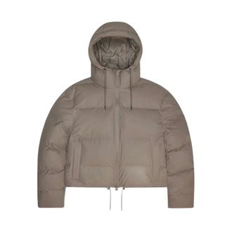 Rains Alta Short Puffer Jacket - Dames - Jassen - Beige - Maat: XS Leer