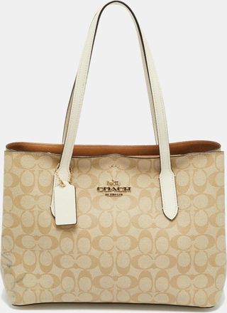 Coach Avenue Beige/white Signature Coated Canvas Tote