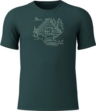 LOEFFLER Printshirt Cottage Merino-Tencel Merinoshirt f&uuml;r Herren | forest