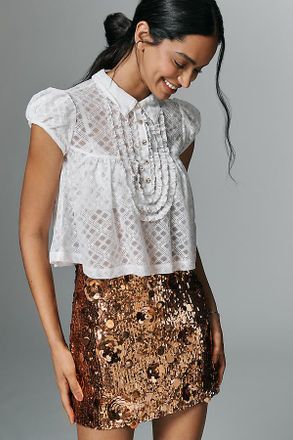 Maeve Puff-Sleeve Cropped Swing Top