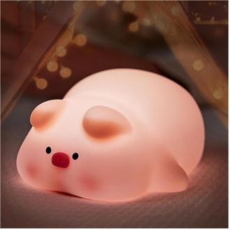 Trade Shop Trade Shop - Luce Notturna Forma Maiale Per Bambini In Silicone Dimmerabile Lampada Ricaricabile