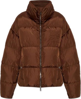 Dsquared2 Upside Down Logo Puffer Jacket - Dames - Jassen - Bruin - Maat: S Nylon