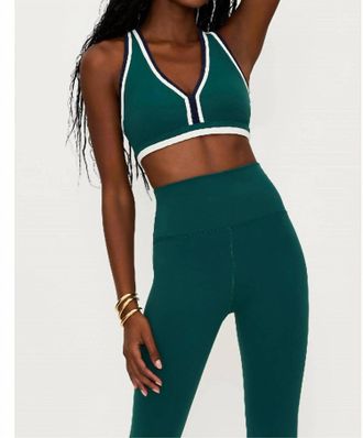 Beach Riot Ida Crop Top In Pine Green Colorblock