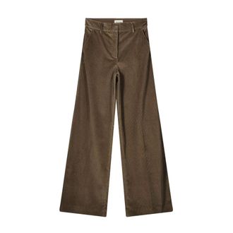 Max Mara Wijde broek - Dames - Broeken - Bruin - Maat: XS Katoen