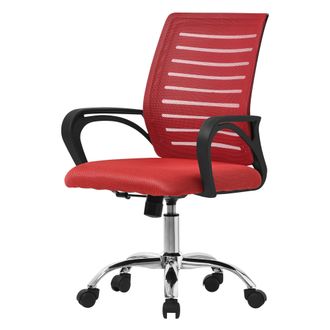 ML Design Ml-design - Silla De Oficina Ergon&oacute;mica Roja De Rejilla Asiento De Escritorio Ordernador Con Resposabrazos Acolchado, Reposacabezas Regulable Funci&oacute;n 