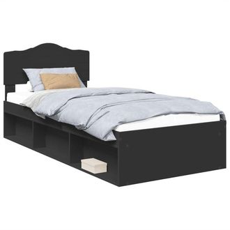 vidaXL Bed Frame with Headboard Black 100 x 200 cm Solid Pine Wood vidaXL