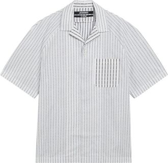 Jacquemus La Chemise Romarin MC - Heren - Korte mouwen Overhemden - Blauw - S - Katoen - Overhemden