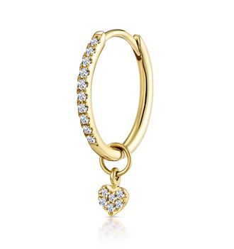 The Diamond Store Single Stellato Diamond Huggie Heart Charm Earring 0.11ct In 9k Gold