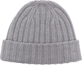 Aspesi Geribbelde Wollen Beanie - Heren - Hoeden - Grijs - ONE Size - Wol - Accessoires