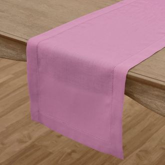 Solino Home Linen Table Runner for Dining Table, Holiday and Everyday Table Decor - Classic Hemstitch in Violet at Nordstrom, Size Medium