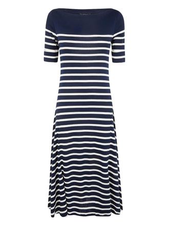 Lauren Ralph Lauren striped midi dress - women - Cotton - M - Blue