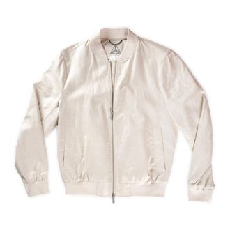 H&egrave;SKIMO Bomber Lino Tecnico Collo Collage - Heren - Zomerjassen - Beige - L - Linnen - Jassen