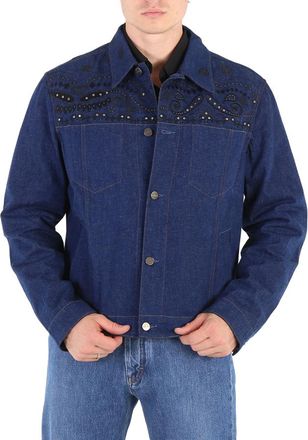 Roberto Cavalli Mens Dark Blue Cotton Denim Jacket, Brand Size 50 (US Size 40)