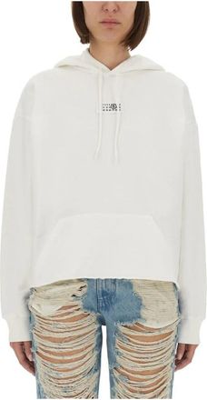 Maison Margiela Numeric Hoodie - Dames - Hoodies - Wit - S - Katoen - Hoodies & sweatvesten