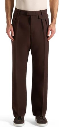 Mani&egrave;re De Voir Pierre Relaxed Fit Pleated Tailored Trousers in Brown at Nordstrom, Size 30