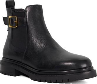 Dune London Womens Ladies Paused - Leather Buckle Detail Ankle Boots - Black - Size UK 3