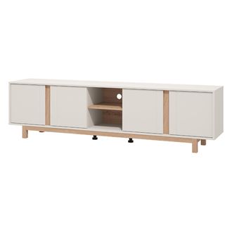 Dmora Mueble Para Tv Capaci, 2 Estantes, 4 Puertas, Con Patas, 202x40x54h Cm Blanco Crema