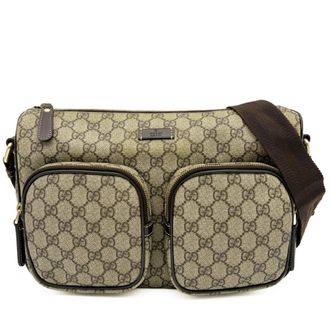 Gucci Beige Dark Brown Pvc Leather Shoulder Bag (Pre-Owned)