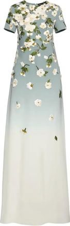 Oscar De La Renta Abito da sera a fiori - Toni neutri