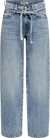 Only Jeans met riem en zakken - Dames - Loose Fit Jeans - Blauw - W29 L32 - Katoen - Jeans
