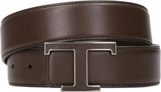 Tod's Tijdloze T Gesp Riem - Heren - Riemen - Bruin - 80 CM - Leer - Accessoires