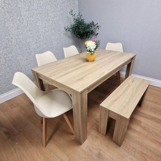 Kosy Koala Oak Effect Dining Table Set With 4 Chairs & Bench in Light Brown