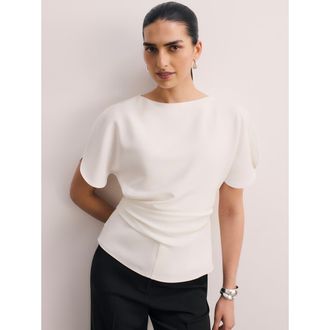 The Fold Salerno Clever Crepe Top in Ivory at Nordstrom, Size 12