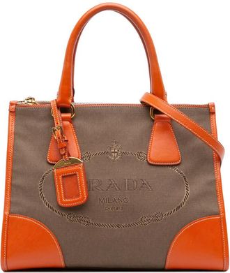 Prada Pre-owned Prada Saffiano Trimmed Canvas Canapa Logo Double Zip Satchel Ladies 3MHFDH0TCWZJIQ85