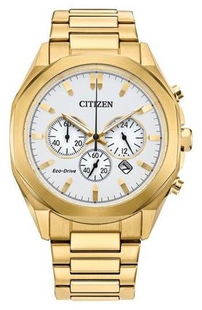 Citizen Eco-Drive Chronograph Bracelet Watch, 41mm in Gold at Nordstrom Rack