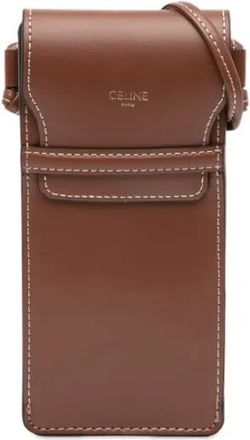 Celine 2018-2024 Leather Phone Pouch Flap crossbody bag - Marrone