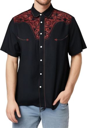 Generic Mens Big and Tall Cowboy Shirts Western Embroidered Country T-Shirts Summer Short Sleeve Pearl Snap Shirts Lightweight Slim Fit Casual Button Down Shi