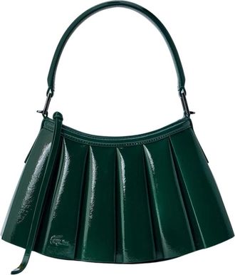 Lacoste Borsa a spalla Runway Small Lenglen in pelle verniciata - - Bags - Donna - Verde - ONE SIZE