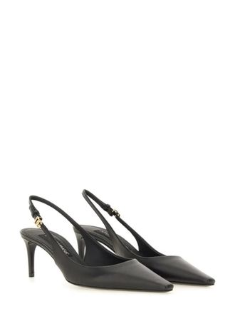 Dolce & Gabbana Hohe Schuhe - Slingback With Logo - Gr. 36 (EU) - in Schwarz - f&uuml;r Damen