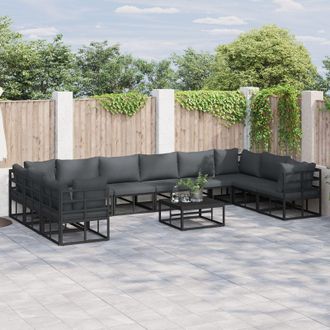 Berkfield Home Garden Sofa Set 11 pcs Black 70 x 70 x 32 cm Aluminium