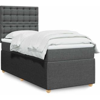 vidaXL Cama Box Spring Con Colch&oacute;n Tela Gris Oscuro 90x200 Cm Vidaxl