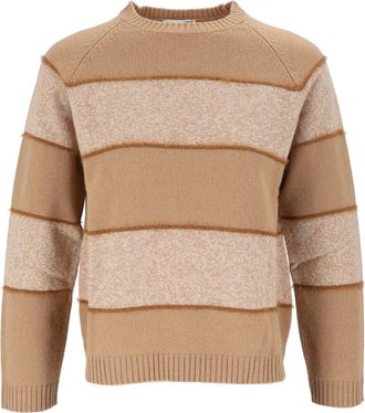 Kangra Cashmere Striped Crewneck Three-Quarter Sleeve Sweater