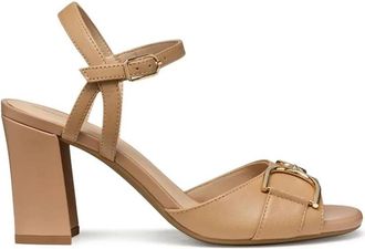 Geox D New Eraklia 80 A - Dames - Sandalen met hakken - Beige - 40 EU - Leer - Schoenen