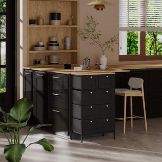 Vicco C&oacute;moda Belaro, Negro, 56 X 95 Cm Con 5 Cajones Vicco