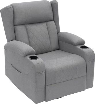 Woltu Woltu Sill&oacute;n Reclinable Ajustable Con Reposapi&eacute;s Para Sala De Estar Y Dormitorio, Giro De 360&deg; Con Funci&oacute;n De Balanceo, Bolsillos Y Portavasos, Aspect